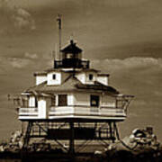 Thomas Point Shoal Lighthouse Sepia Art Print