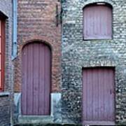 Three Doors And Two Windows Bruges, Belgium Art Print