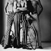 Three Male Models Wearing Patterned Trousers Art Print