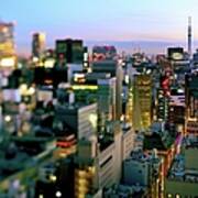 Tokyo Downtown Cityscape At Twilight Art Print
