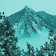 Top Of Bear Peak Mountain In Blue Hue Above The Fog Art Print