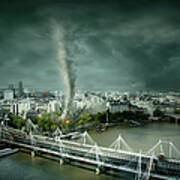 Tornado Rolling Through London, United Art Print