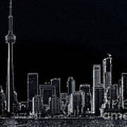 Toronto Skyline Black And White Abstract Art Print