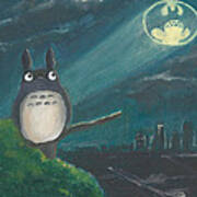 Totoro Batman And Los Angeles Art Print