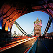 Tower Bridge And City Of London At Dusk Art Print