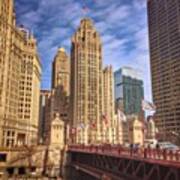 Tribune Tower And Dusable Bridge In Art Print