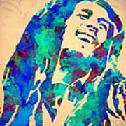 Tribute To Bob Marley Watercolor Painting Art Print