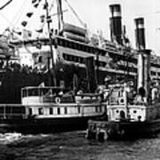 Tugboats Beside Bigger Ship Art Print