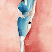 Turquoise Dress Watercolor Fashion Illustration Art Print