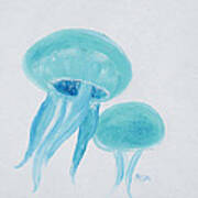 Turquoise Jellyfish Art Print