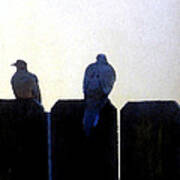 Two Doves On A Fence Art Print
