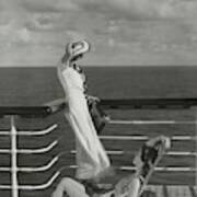 Two Models On The Deck Of A Cruise Ship Art Print