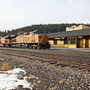 Union Pacific Trains At The Snowy Truckee California Train Station 5d27517 Art Print