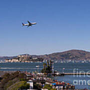 United Airlines Jet Over San Francisco Alcatraz Island Dsc1765 Art Print