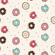 Vector Seamless Pattern With Donuts Art Print