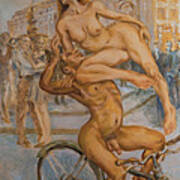 Venus And Adonis Cycling Under Eros Art Print