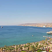 View From High Up Of Eilat Shoreline Art Print