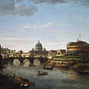 View Of Rome From The Tiber Art Print