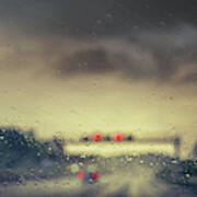 View Through Window Of Car On Rainy Day Art Print
