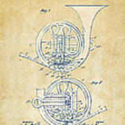 Vintage 1914 French Horn Patent Artwork Art Print