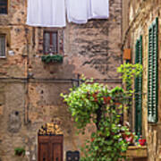 Vintage Balcony On The Street In Italy Art Print