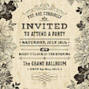 Vintage Floral Frame Invitation Art Print