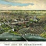 Vintage Map Of The City Of Washington Art Print