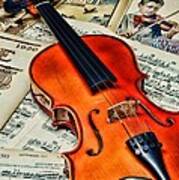 Vintage Music And Violin Art Print