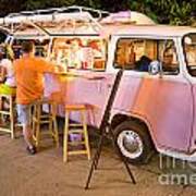 Vintage Pink Volkswagen Bus Art Print