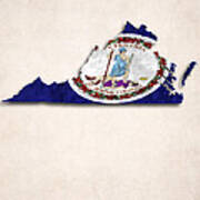 Virginia Map Art With Flag Design Art Print