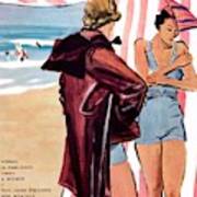 Vogue Cover Illustration Of Two Women At Beach Art Print