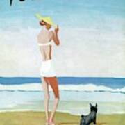 Vogue Magazine Cover Featuring A Woman On A Beach Art Print