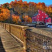 Walk With Me - Clinton Red Mill House In The Fall Art Print