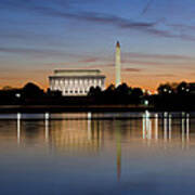 Washington Dc - Lincoln Memorial And Washington Monument Art Print