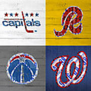 Washington Dc Sports Fan Recycled Vintage License Plate Art Capitals Redskins Wizards Nationals Art Print