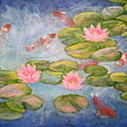 Waterlilies And Koi Art Print