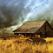 Weathered Barn  Stormy Sky Art Print