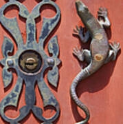 Weathered Brass Door Handle Of Medieval Europe Art Print