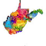 West Virginia Map Art Print