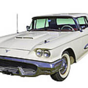 White 1958  Ford Thunderbird Classic Car Art Print