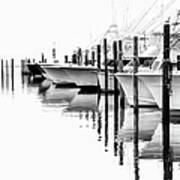 White Boats Ii - Outer Banks Bw Art Print
