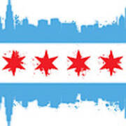 White Chicago Flag Art Print