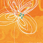 White Flower On Orange Art Print