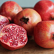 Whole And Halved Pomegranates Art Print