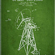 Wind Turbine Speed Control Patent From 1994 - Green Art Print