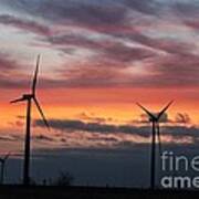 Wind Turbines Sunset Art Print