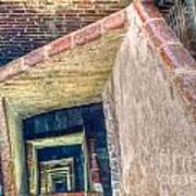 Winding Square Staircase Of Old Brick-walled Tower Art Print