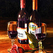 Wine With Rose Art Print