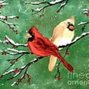 Winter Cardinals Art Print