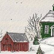 Winter Farm House Art Print
